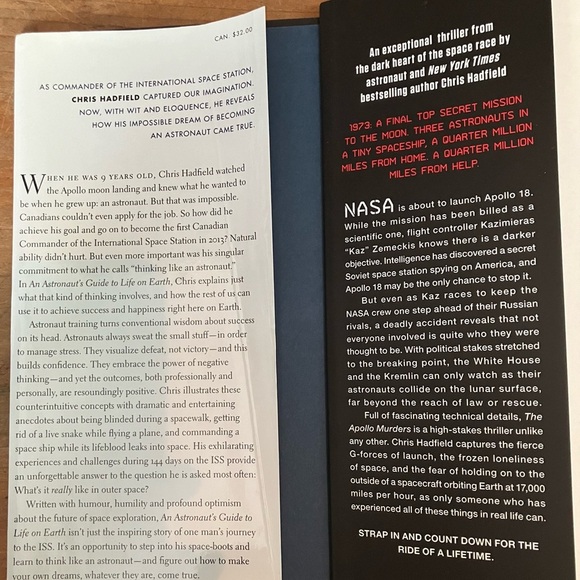 Books: Chris Hadfield’s “The Apollo Murders” and “An astronaut’s guide to life” - Picture 3 of 11